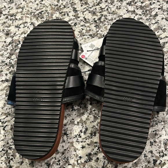 ZARA Srplus Spain Black Leather Buckle Slide Sandals - Picture 2 of 7